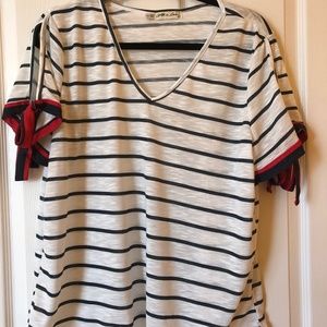 "All in Love" Red, White, Dark Blue Blouse, PXL